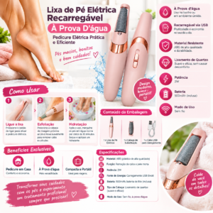 Lixa de Pé Elétrica Recarregável